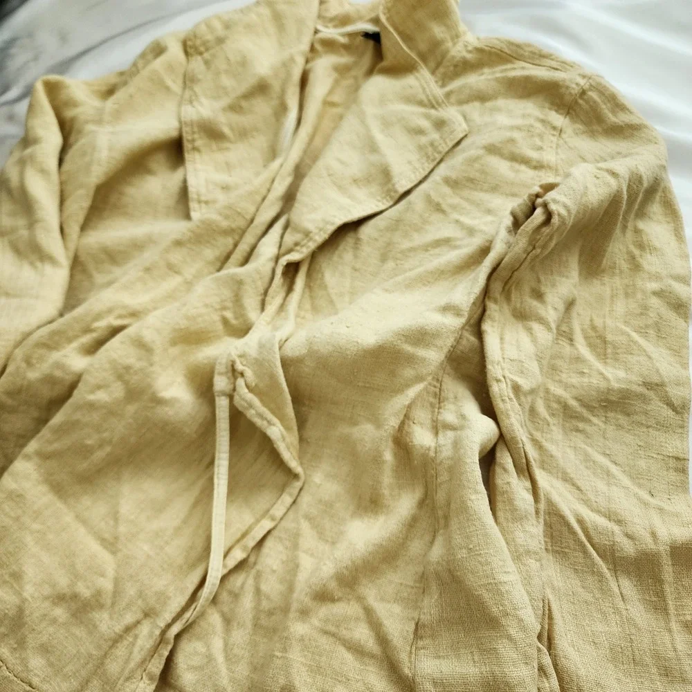 Nordli & Meerman Women Yellow Textured Draped Wrap Jacket Shawl Collar Sz 1 M